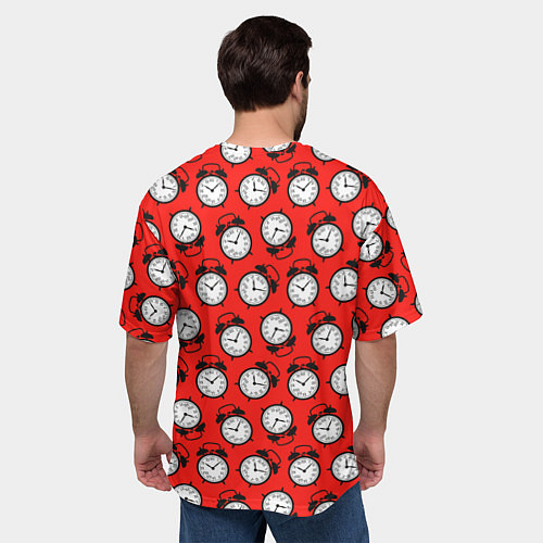 Мужская футболка оверсайз Будильник паттерн / 3D-принт – фото 4