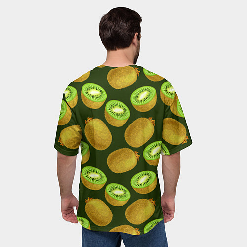 Мужская футболка оверсайз Киви цветной паттерн / 3D-принт – фото 4