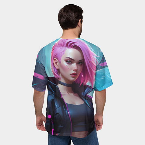 Мужская футболка оверсайз Cyberpunk 2077 a girl / 3D-принт – фото 4