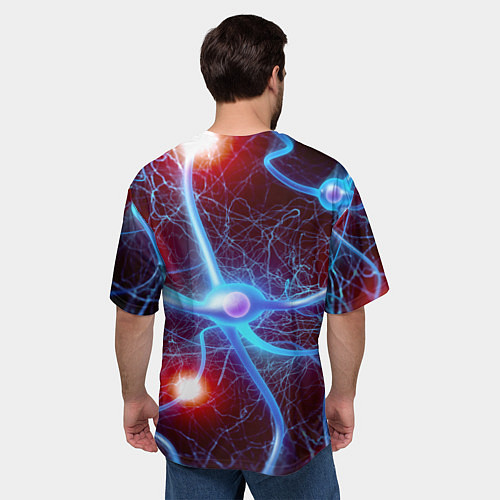 Мужская футболка оверсайз Нейронная сеть - аксоны / 3D-принт – фото 4