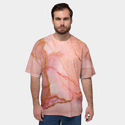 Футболка оверсайз мужская Текстура розового мрамора с золотом, цвет: 3D-принт — фото 2
