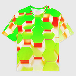 Футболка оверсайз мужская Кислотные соты, цвет: 3D-принт