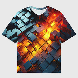 Футболка оверсайз мужская Трехмерные кубики с разрушением, цвет: 3D-принт