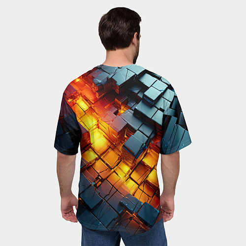 Мужская футболка оверсайз Трехмерные кубики с разрушением / 3D-принт – фото 4