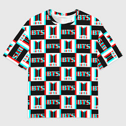 Мужская футболка оверсайз BTS glitch pattern