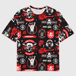 Футболка оверсайз мужская Рок звезда паттерн, цвет: 3D-принт