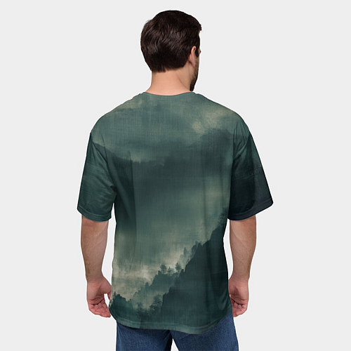 Мужская футболка оверсайз Храм в горах - японский пейзаж / 3D-принт – фото 4