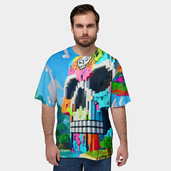 Футболка оверсайз мужская Minecraft skull - ai art fantasy, цвет: 3D-принт — фото 2