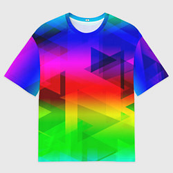 Мужская футболка оверсайз Неоновая геометрия градиент