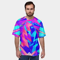 Футболка оверсайз мужская Неоновая текстура грани, цвет: 3D-принт — фото 2