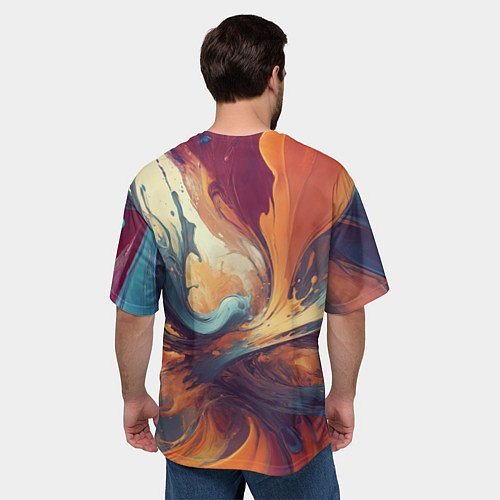 Мужская футболка оверсайз Акриловая абстракция в стиле Vallejo / 3D-принт – фото 4