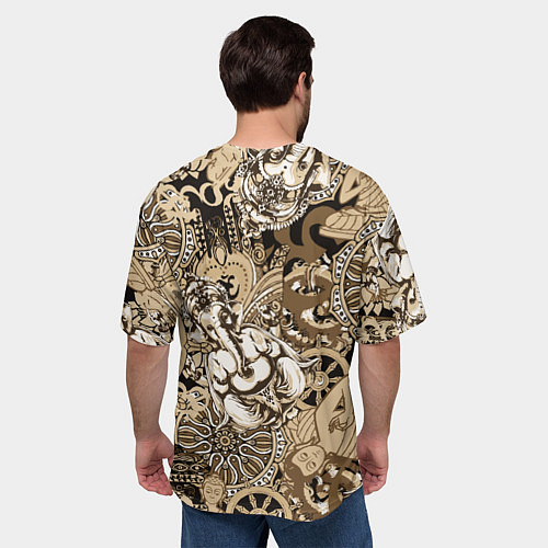 Мужская футболка оверсайз Колесо сансары Будда и Ганеша / 3D-принт – фото 4