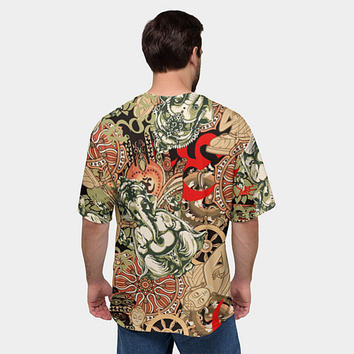 Мужская футболка оверсайз Будда и Ганеша на фоне сансары и мандалы / 3D-принт – фото 4