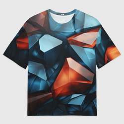 Футболка оверсайз мужская Синие и янтарные камни, цвет: 3D-принт