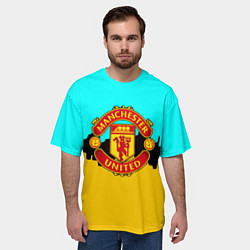 Футболка оверсайз мужская Манчестер Юнайтед текстура, цвет: 3D-принт — фото 2