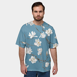 Футболка оверсайз мужская Цветы акварелью ветки магнолии, цвет: 3D-принт — фото 2