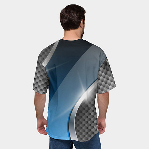 Мужская футболка оверсайз Tesla carbon steel / 3D-принт – фото 4