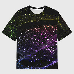 Футболка оверсайз мужская Неоновые светящиеся линии и точки, цвет: 3D-принт