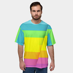 Футболка оверсайз мужская Разноцветные полосы, цвет: 3D-принт — фото 2