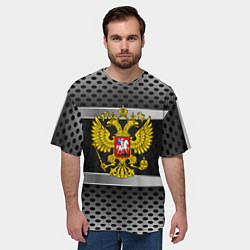 Футболка оверсайз мужская Герб РФ текстура карбон, цвет: 3D-принт — фото 2