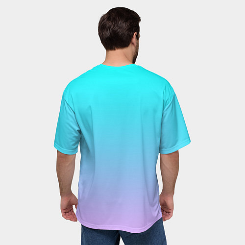 Мужская футболка оверсайз Неоновые разводы градиента / 3D-принт – фото 4