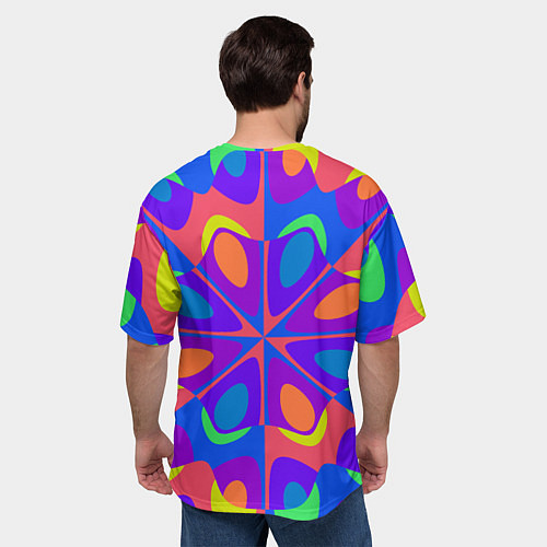 Мужская футболка оверсайз Оптический узор красочная мозаика / 3D-принт – фото 4
