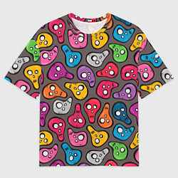 Мужская футболка оверсайз Забавные цветные черепа