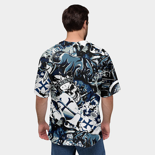 Мужская футболка оверсайз Рыцари средневековья цербер и череп короля / 3D-принт – фото 4