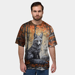 Футболка оверсайз мужская Серый лисёнок, цвет: 3D-принт — фото 2