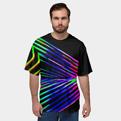 Футболка оверсайз мужская Неоновый лучи текстура, цвет: 3D-принт — фото 2