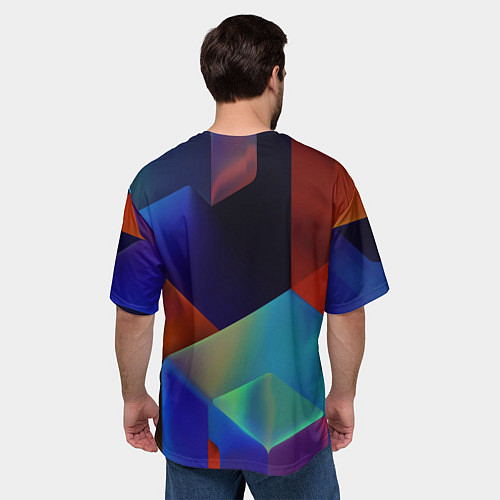 Мужская футболка оверсайз Геометрия мозаика / 3D-принт – фото 4