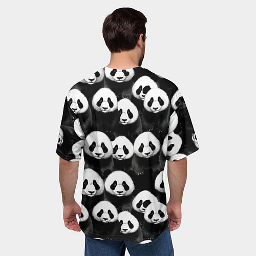Мужская футболка оверсайз Панды паттерн / 3D-принт – фото 4