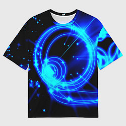 Мужская футболка оверсайз Оптические синие волны