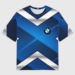 Мужская футболка оверсайз BMW metalic blue abstract