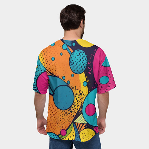 Мужская футболка оверсайз Поп-арт абстракция круги / 3D-принт – фото 4