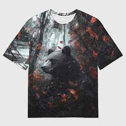 Футболка оверсайз мужская Медведь в пасмурном лесу, цвет: 3D-принт