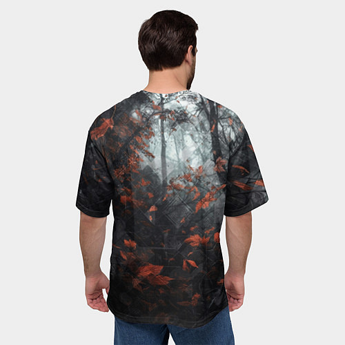 Мужская футболка оверсайз Медведь в пасмурном лесу / 3D-принт – фото 4