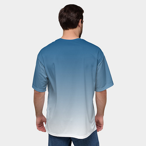 Мужская футболка оверсайз Бирюзовый градиент текстура / 3D-принт – фото 4