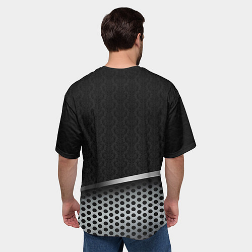 Мужская футболка оверсайз Nissan carbon auto / 3D-принт – фото 4