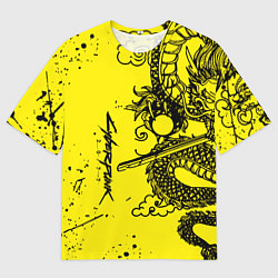Мужская футболка оверсайз Syberpunk dragon tatoo