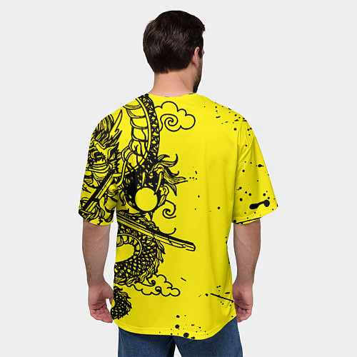 Мужская футболка оверсайз Syberpunk dragon tatoo / 3D-принт – фото 4