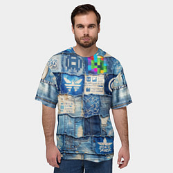 Футболка оверсайз мужская Пэчворк с игровыми значками, цвет: 3D-принт — фото 2