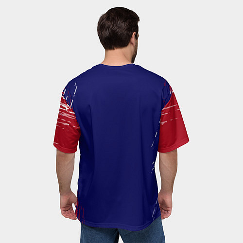 Мужская футболка оверсайз Velial squad - red abstract / 3D-принт – фото 4