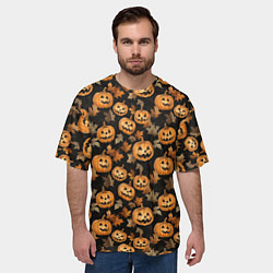 Футболка оверсайз мужская Тыквы с лицами, цвет: 3D-принт — фото 2