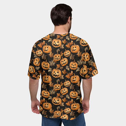 Мужская футболка оверсайз Тыквы с лицами / 3D-принт – фото 4
