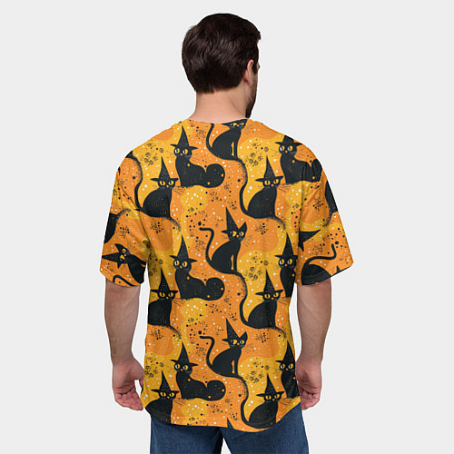 Мужская футболка оверсайз Кошки в шляпах - паттерн / 3D-принт – фото 4