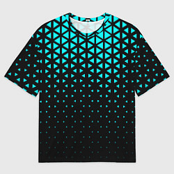 Мужская футболка оверсайз Геометрический градиент - чёрно-синий