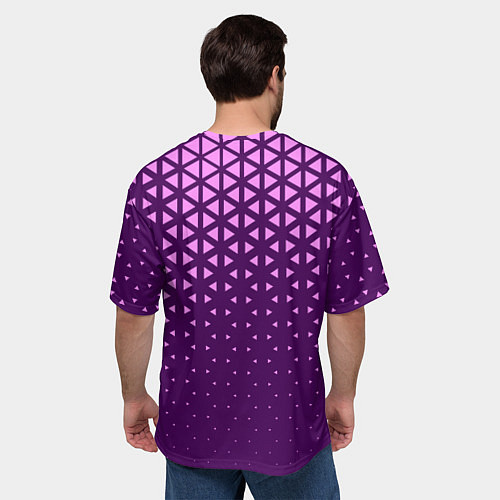 Мужская футболка оверсайз Геометрический градиент - фиолетово-розовый / 3D-принт – фото 4