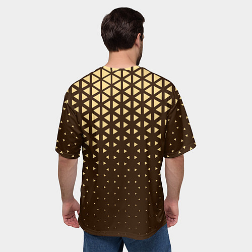 Мужская футболка оверсайз Геометрический градиент - шоколад-латте / 3D-принт – фото 4