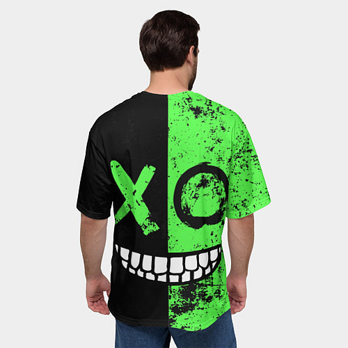 Мужская футболка оверсайз Кислотный злобный смайлик / 3D-принт – фото 4